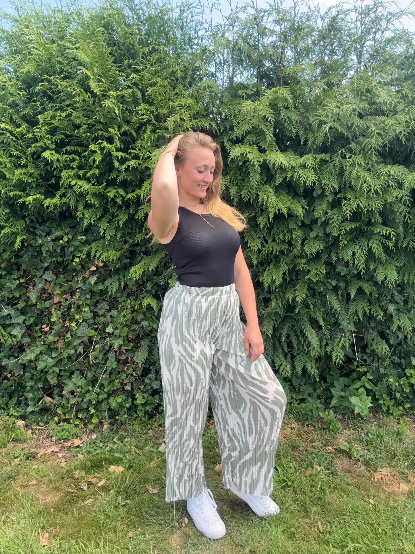Pantalon Plissé Vert