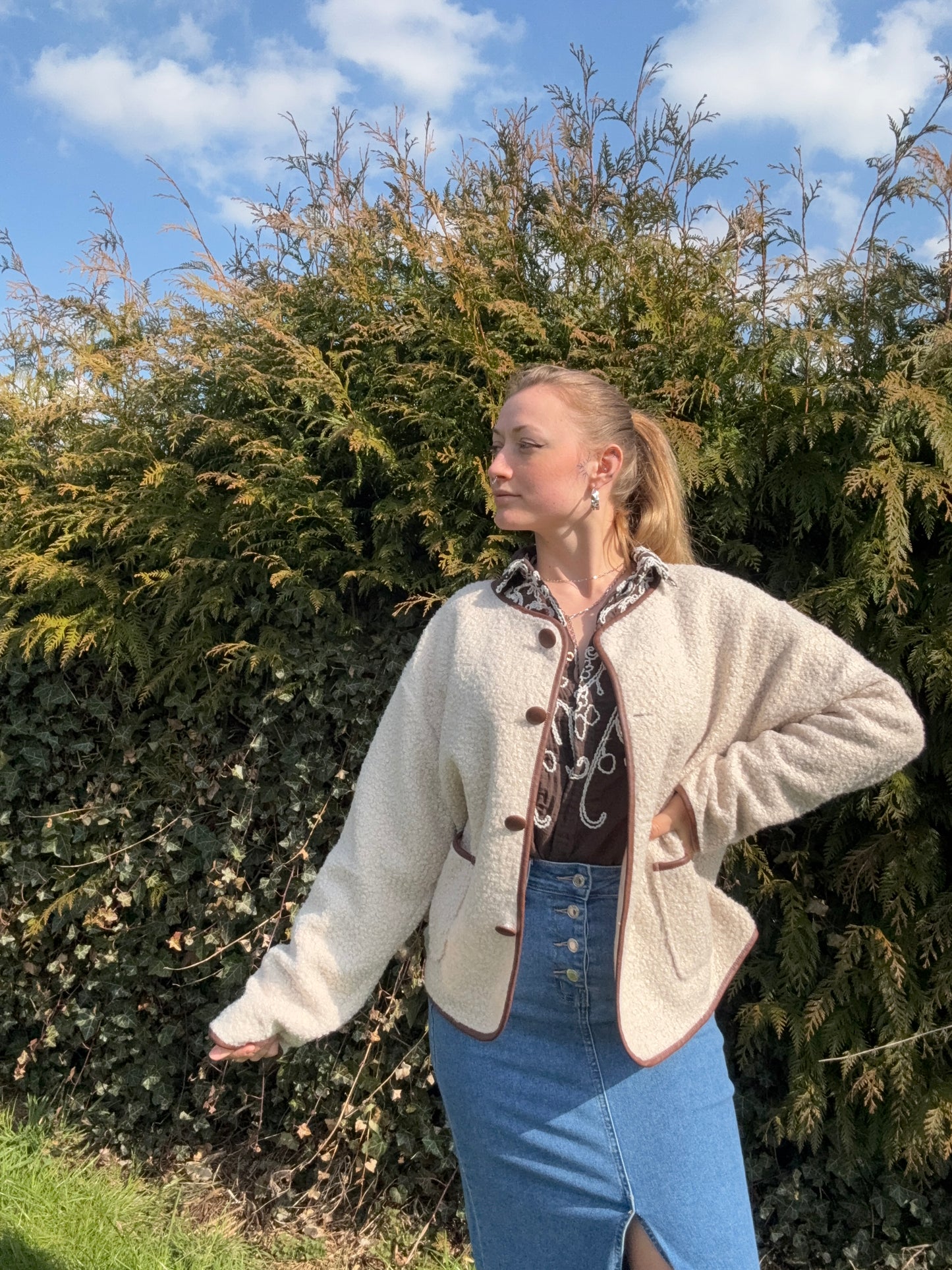 Veste bouclette et similicuir
