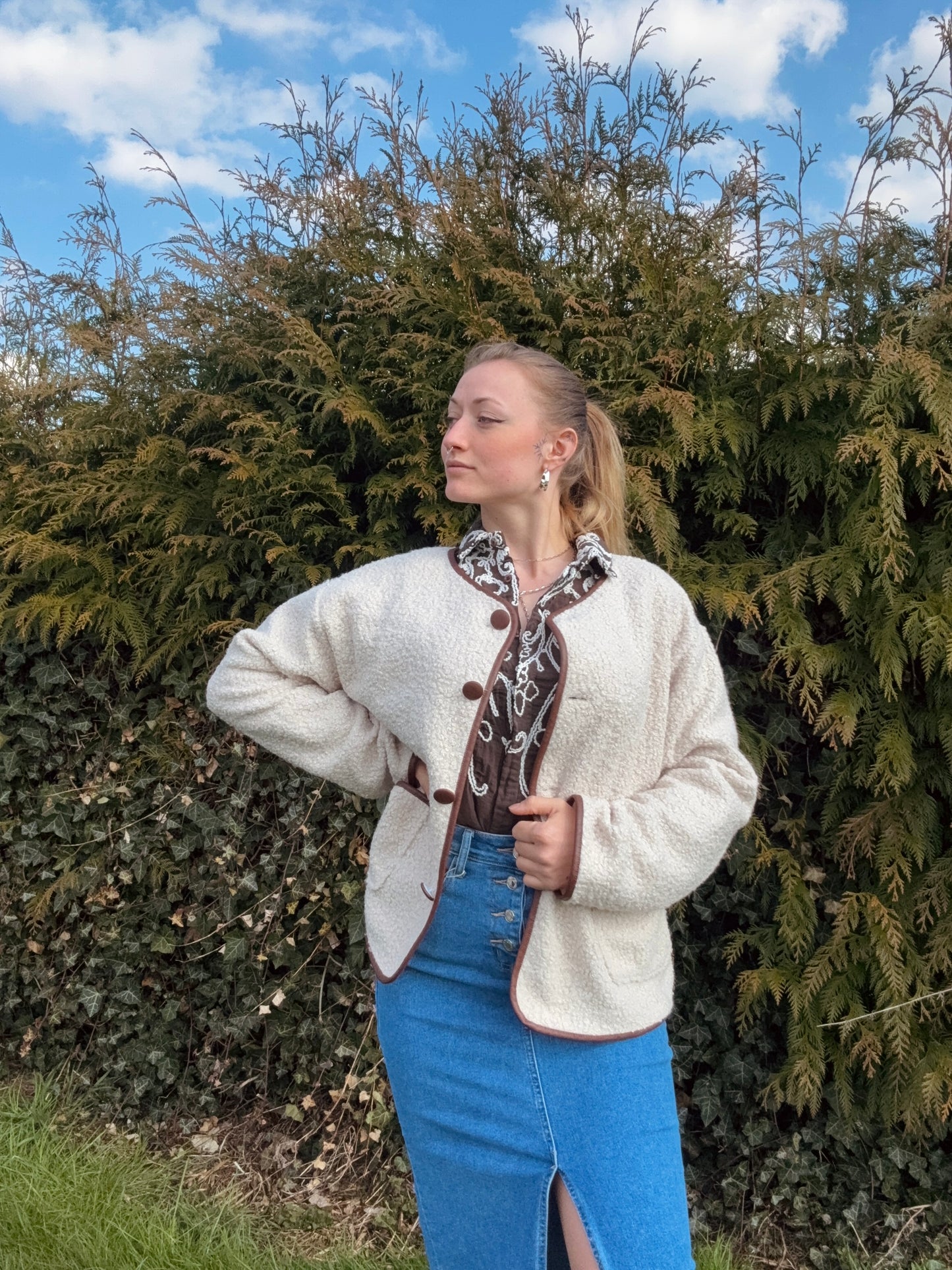 Veste bouclette et similicuir